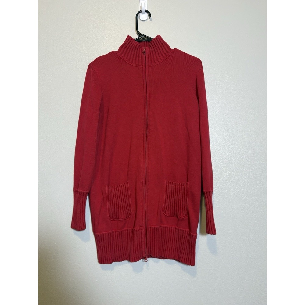 Hanna Anderson VTG Y2K Turtleneck Jacket Sweater S Red Layering Cozy Timeless